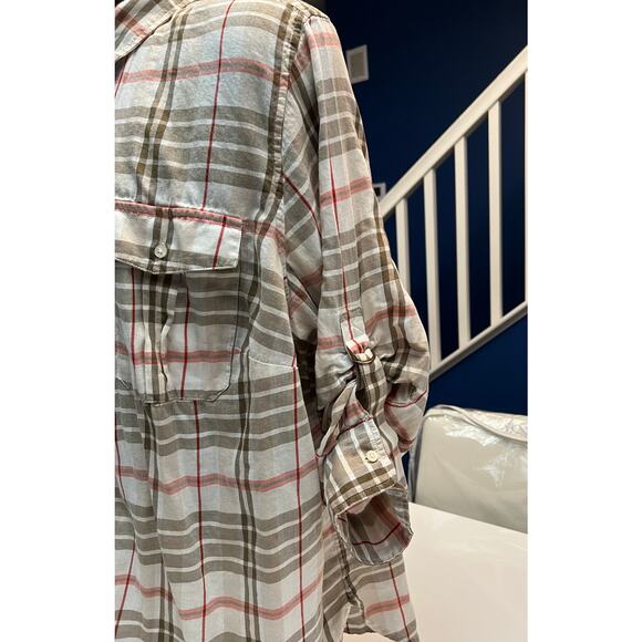 Woman’s Lauren Ralph Lauren 3X Plaid Button-Down Shirt - Roll Tab Sleeves - Picture 4 of 10